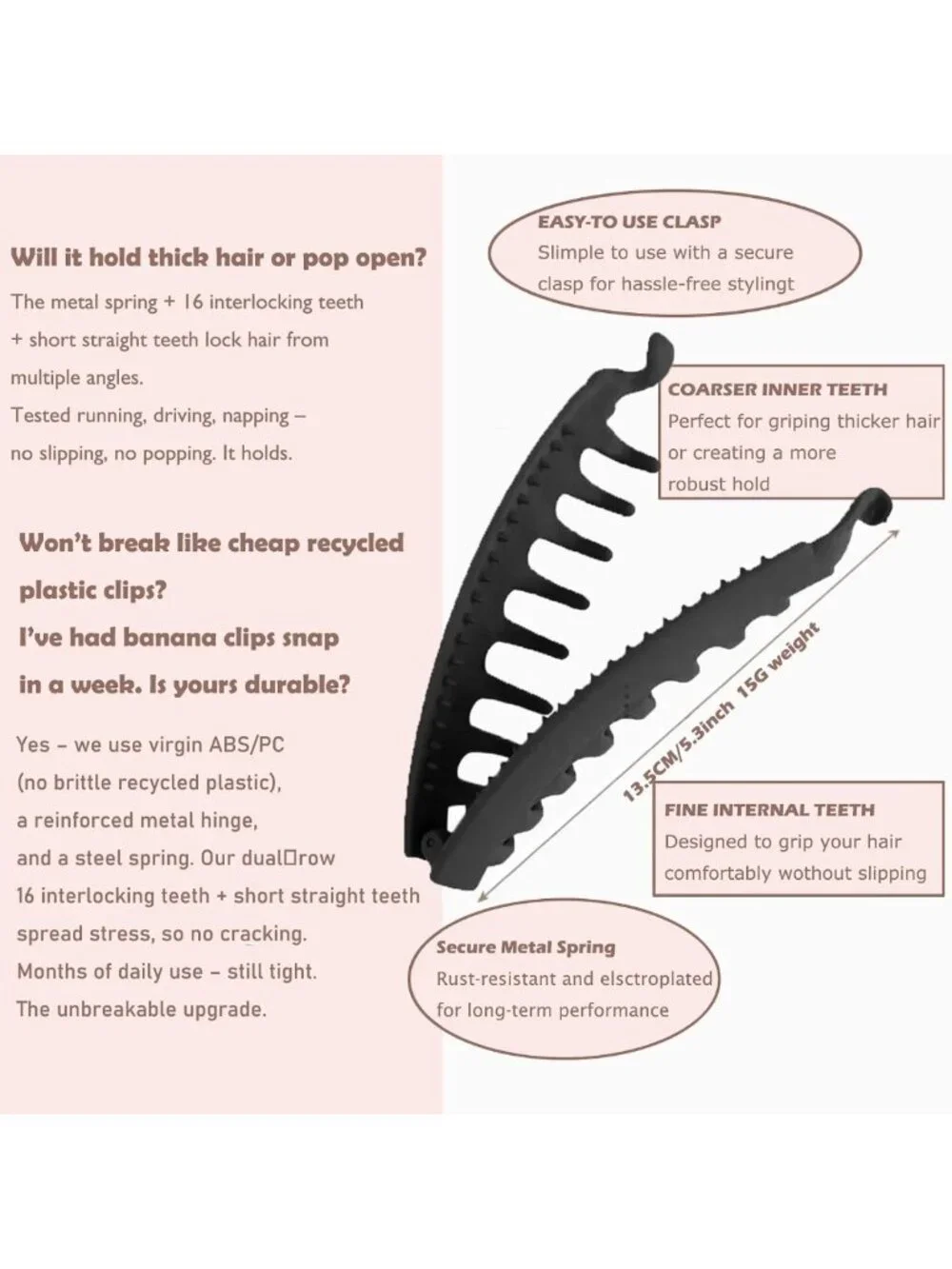 Retro Banana Clip for Effortless French Styling - Perfect for 3-4.5